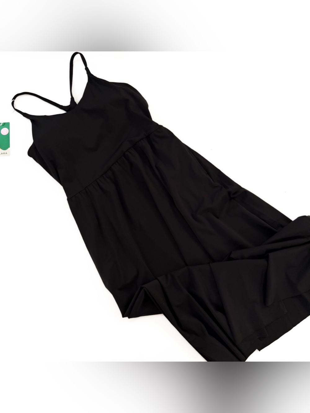 Halara Dress Womens Medium Midi Black Side Slit New - Picture 2 of 9